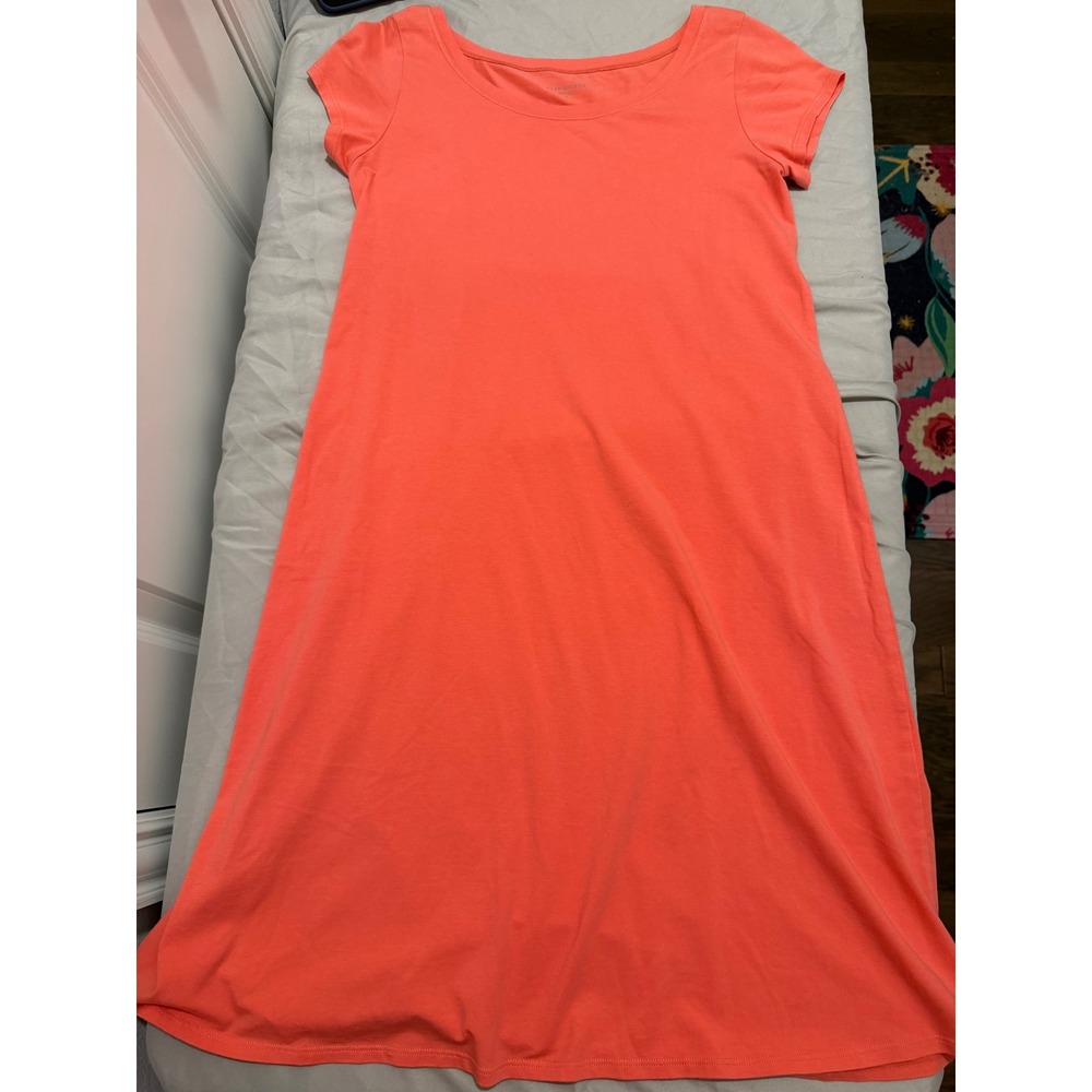 Eileen Fisher Mimosa Pink Viscose Jersey Shift Dress Small S Short Sleeve A-Line